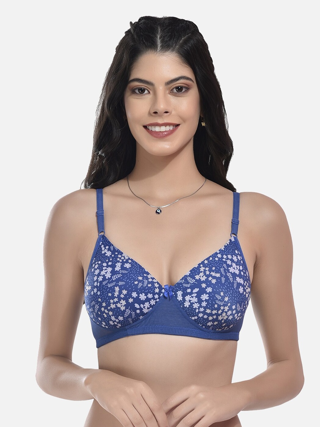 

StyFun Floral Full Coverage All Day Comfort Lightly Padded Bra, Blue