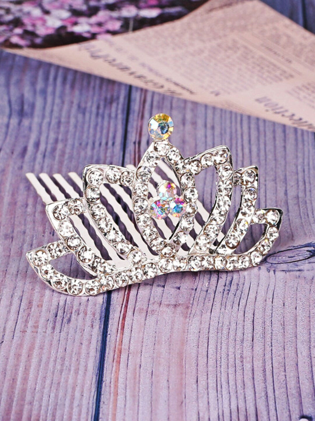 

Proplady Stone-Studded Embellished Comb Pin, Silver
