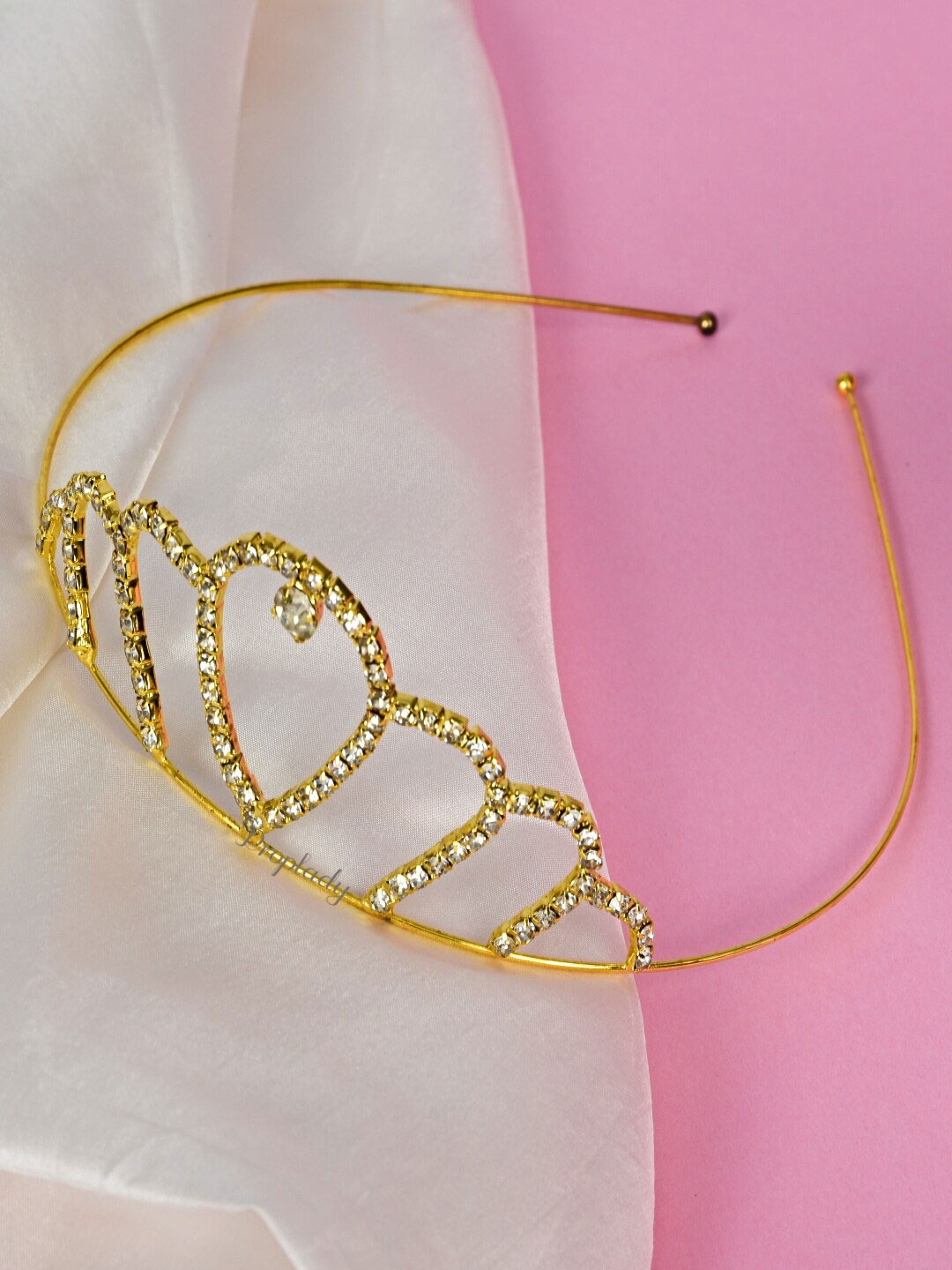 

Proplady Zircon-Studded Embellished Tiara, Gold