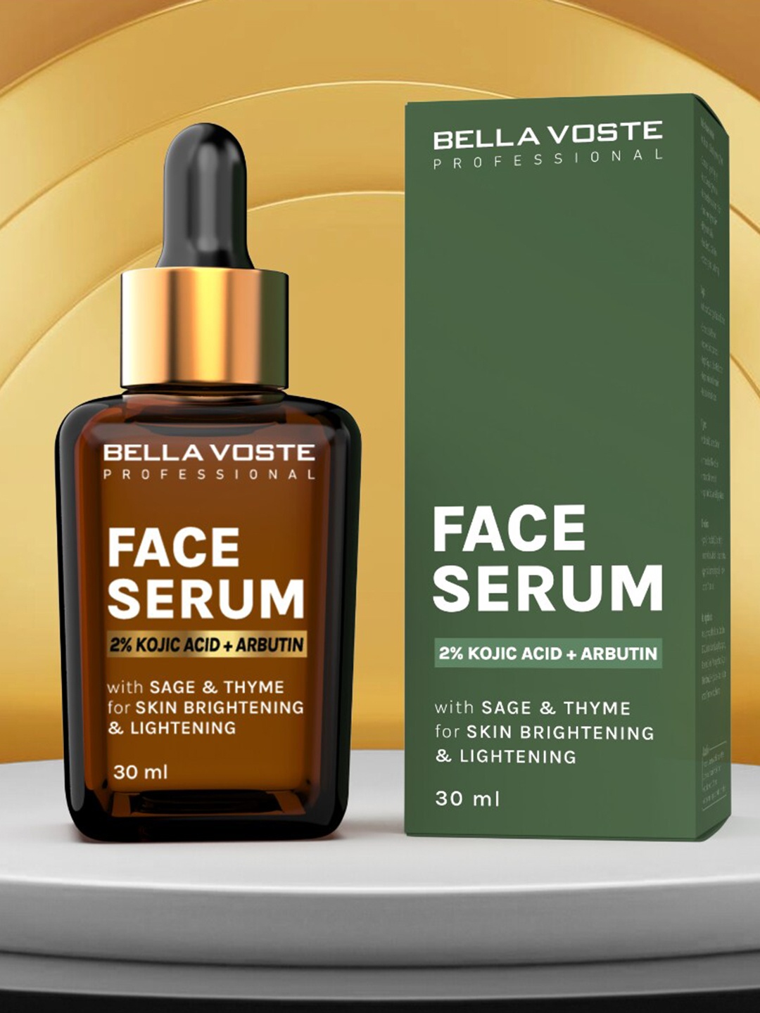 

Bella Voste Professional 2% Kojic Acid+Arbutin Face Serum with Sage & Thyme - 30 ml, Brown