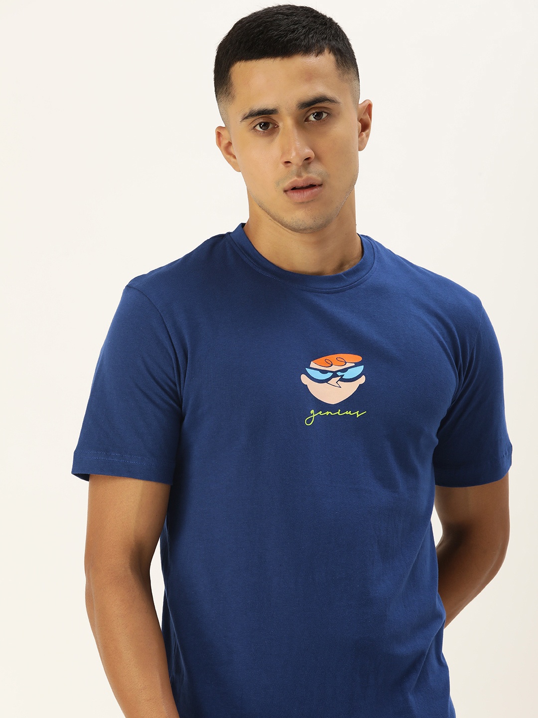 

Kook N Keech Men Dexter Printed Pure Cotton T-shirt, Navy blue