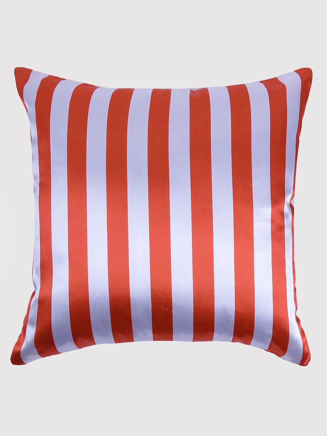 

OUSSUM Red & White Striped Satin Square Cushion Cover