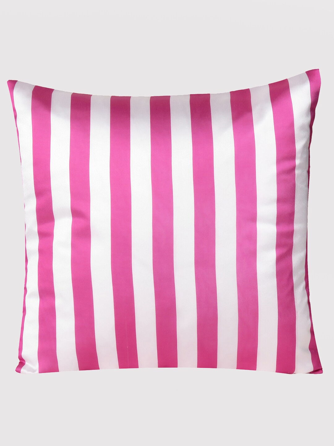

OUSSUM Pink & White Striped Satin Square Cushion Cover