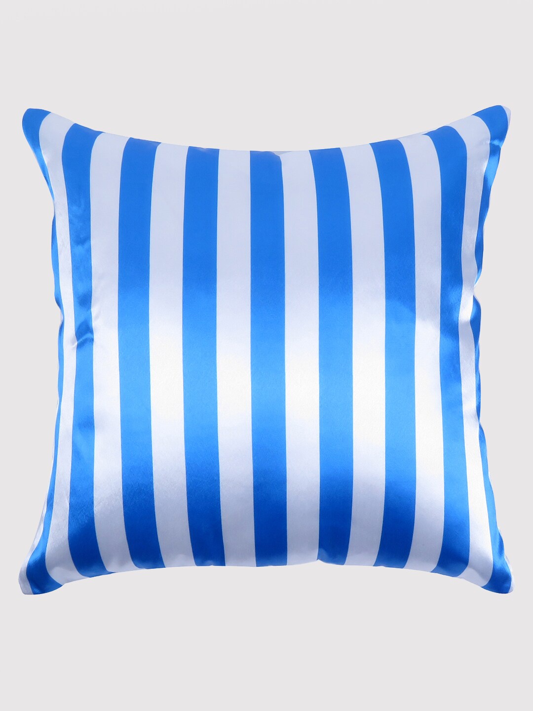 OUSSUM Blue & White Striped Satin Square Cushion Cover