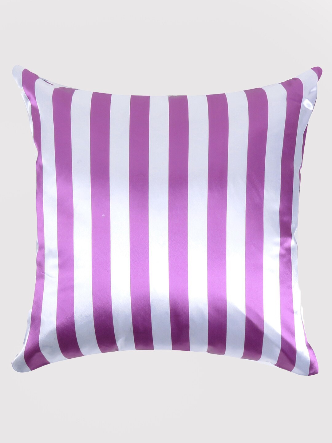 

OUSSUM Purple & White Striped Satin Square Cushion Cover