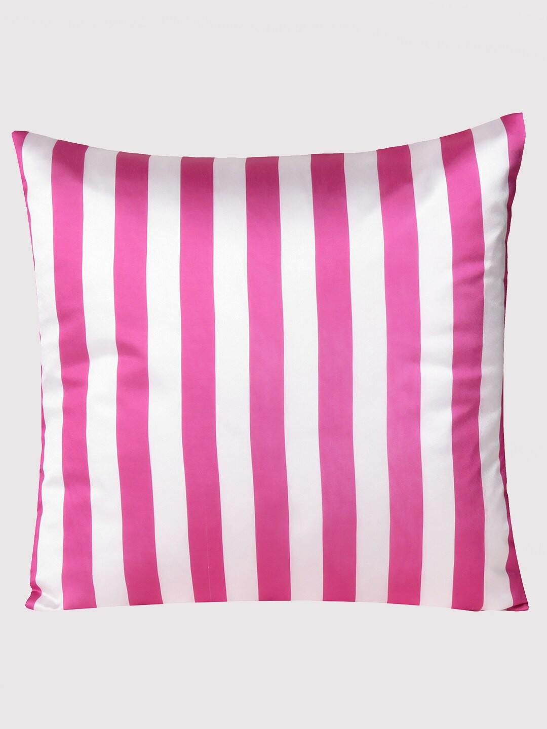 

OUSSUM Pink & White Striped Satin Square Cushion Cover