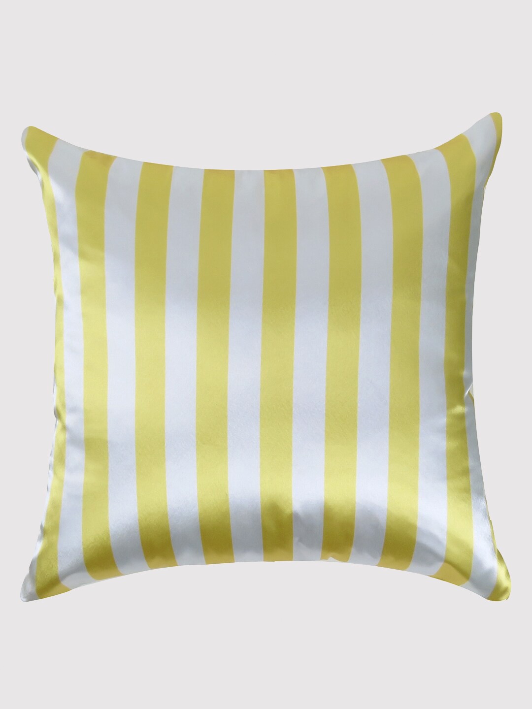 

OUSSUM Yellow & White Striped Satin Square Cushion Cover