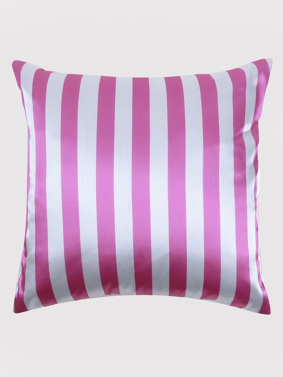 

OUSSUM Pink & White Striped Satin Square Cushion Cover