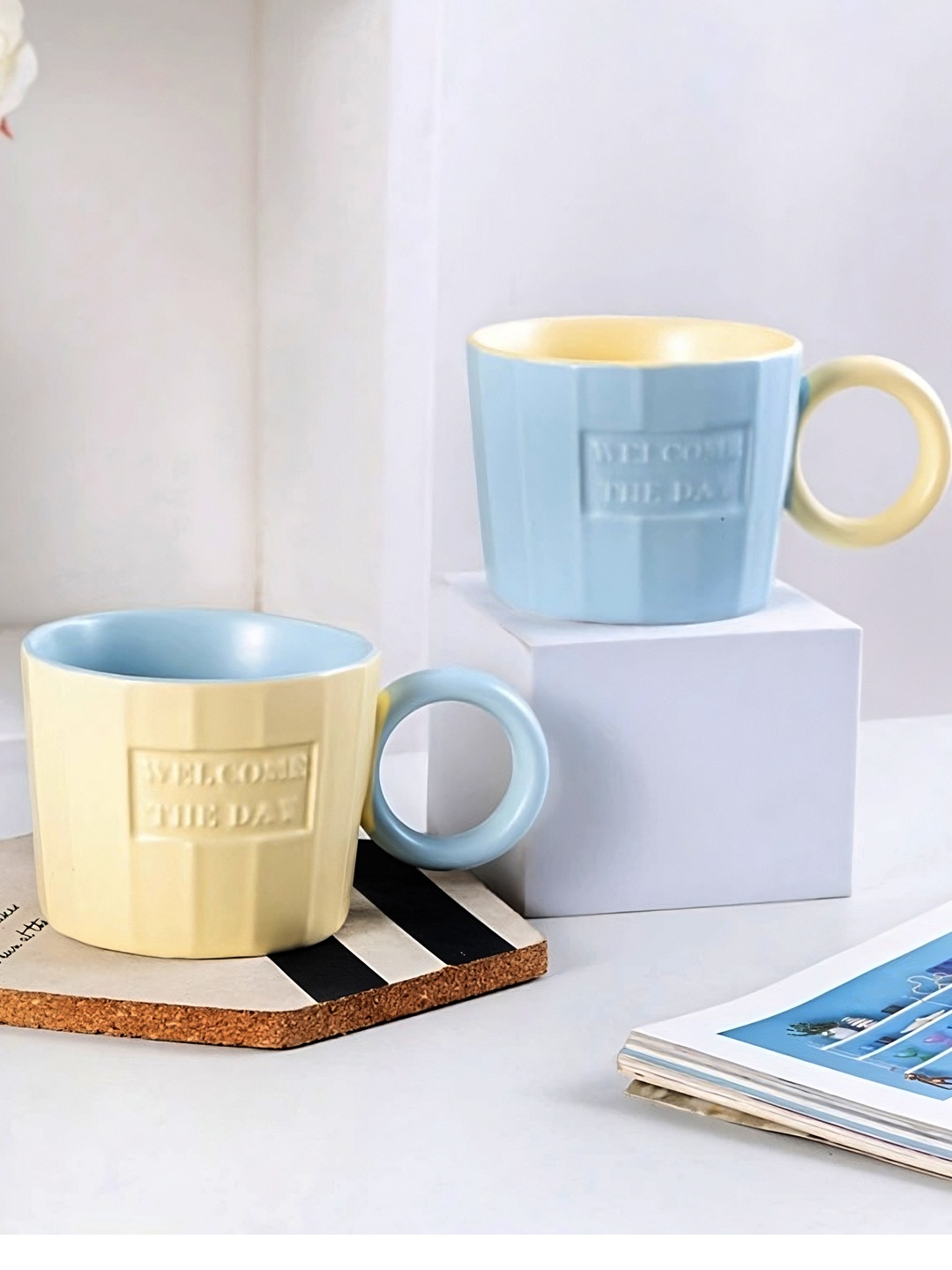 

BonZeaL Pack of 2 Ceramic Matte Coffee Mug 300 ml, Yellow