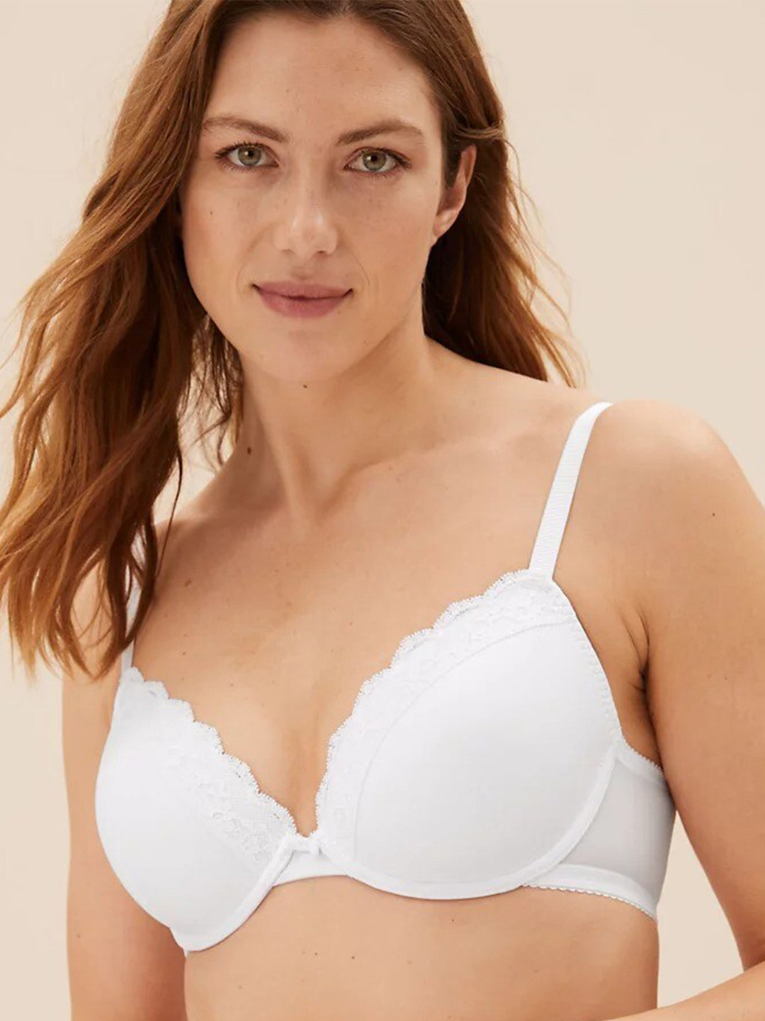 

Marks & Spencer Floral Full Coverage Underwired Lightly Padded Bra All Day Comfort, White