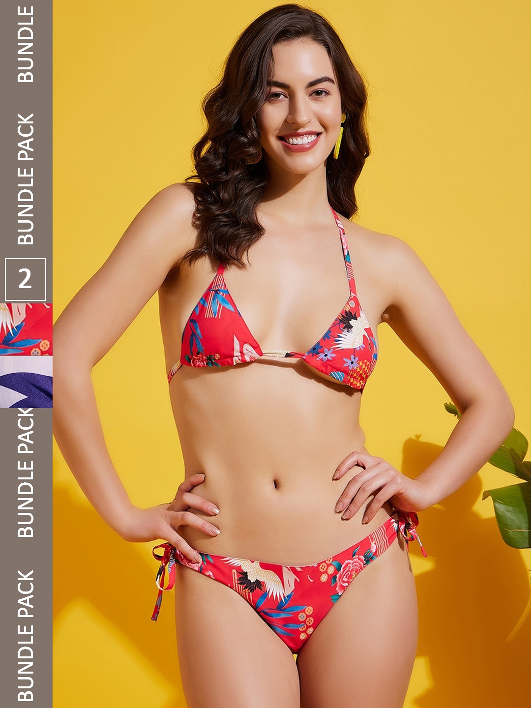 

SECRETS BY ZEROKAATA Pack Of 2 Printed Lingerie Set, Red