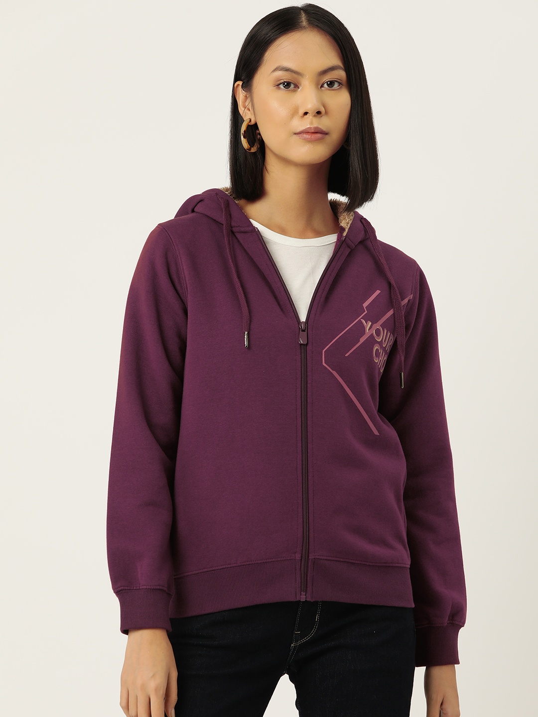 

Madame Printed Hooded Sweatshirt, Purple