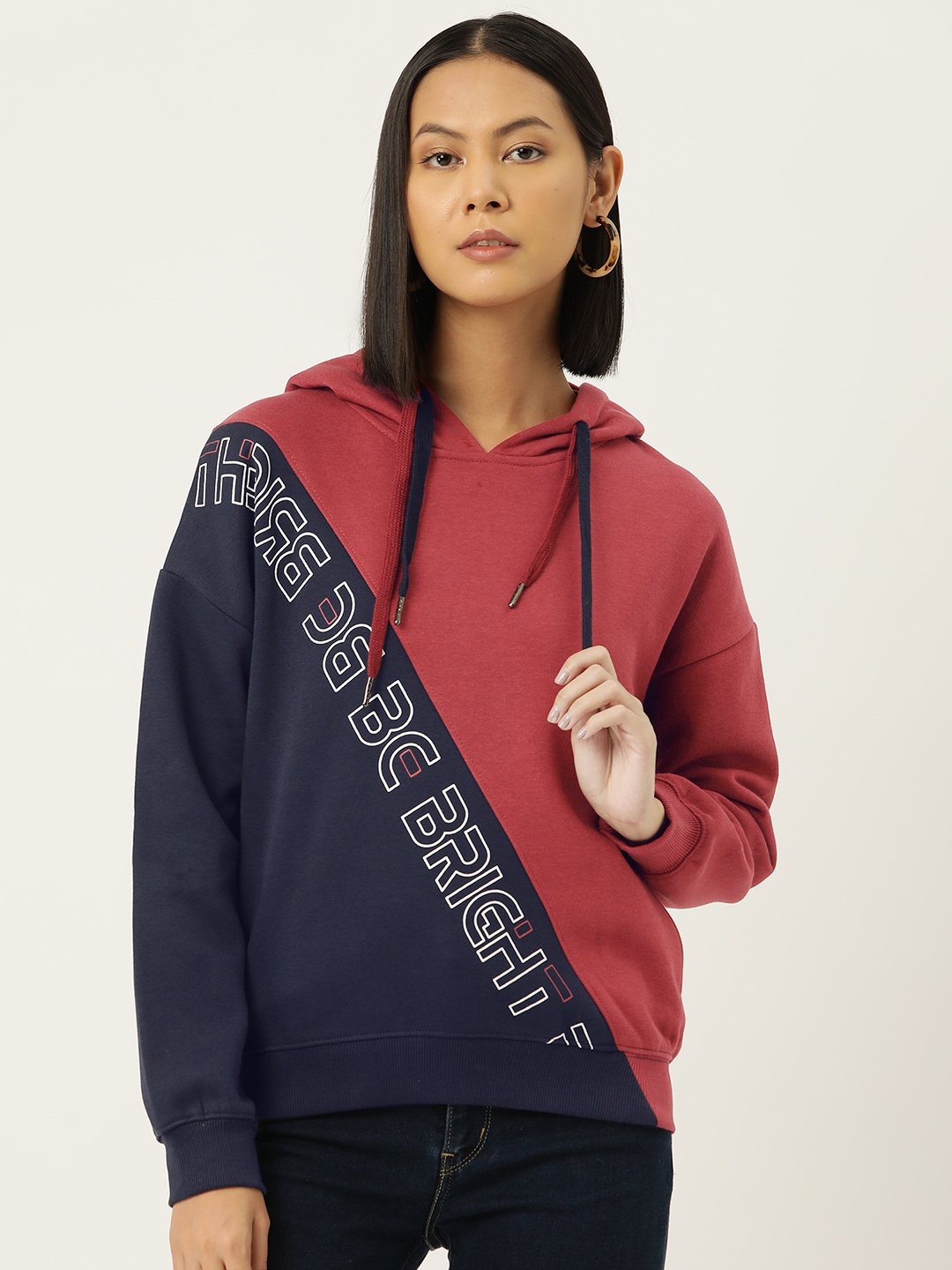 

Madame Colourblocked Hooded Sweatshirt, Red