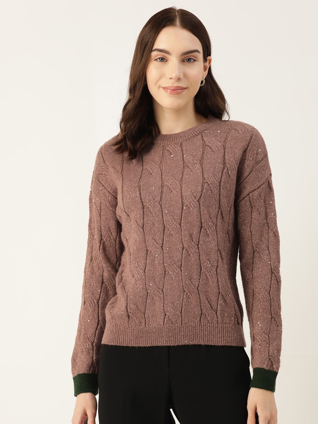 

Madame Cable Knit Pullover, Brown