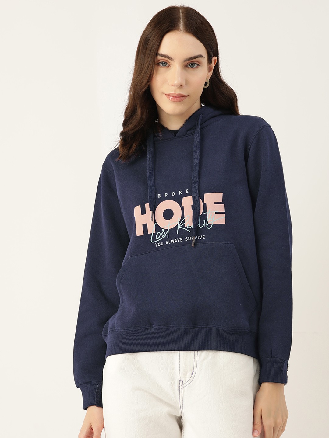 

Madame Printed Hooded Sweatshirt, Navy blue