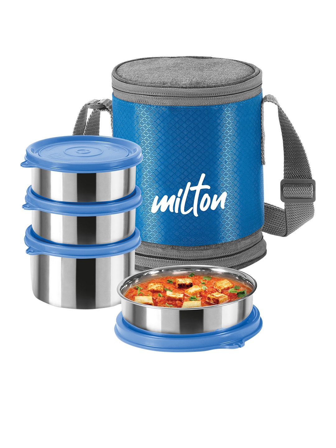 

Milton Expando 3+1 4 Pcs Blue Stainless Steel Containers With Insulated Jacket Lunch Box