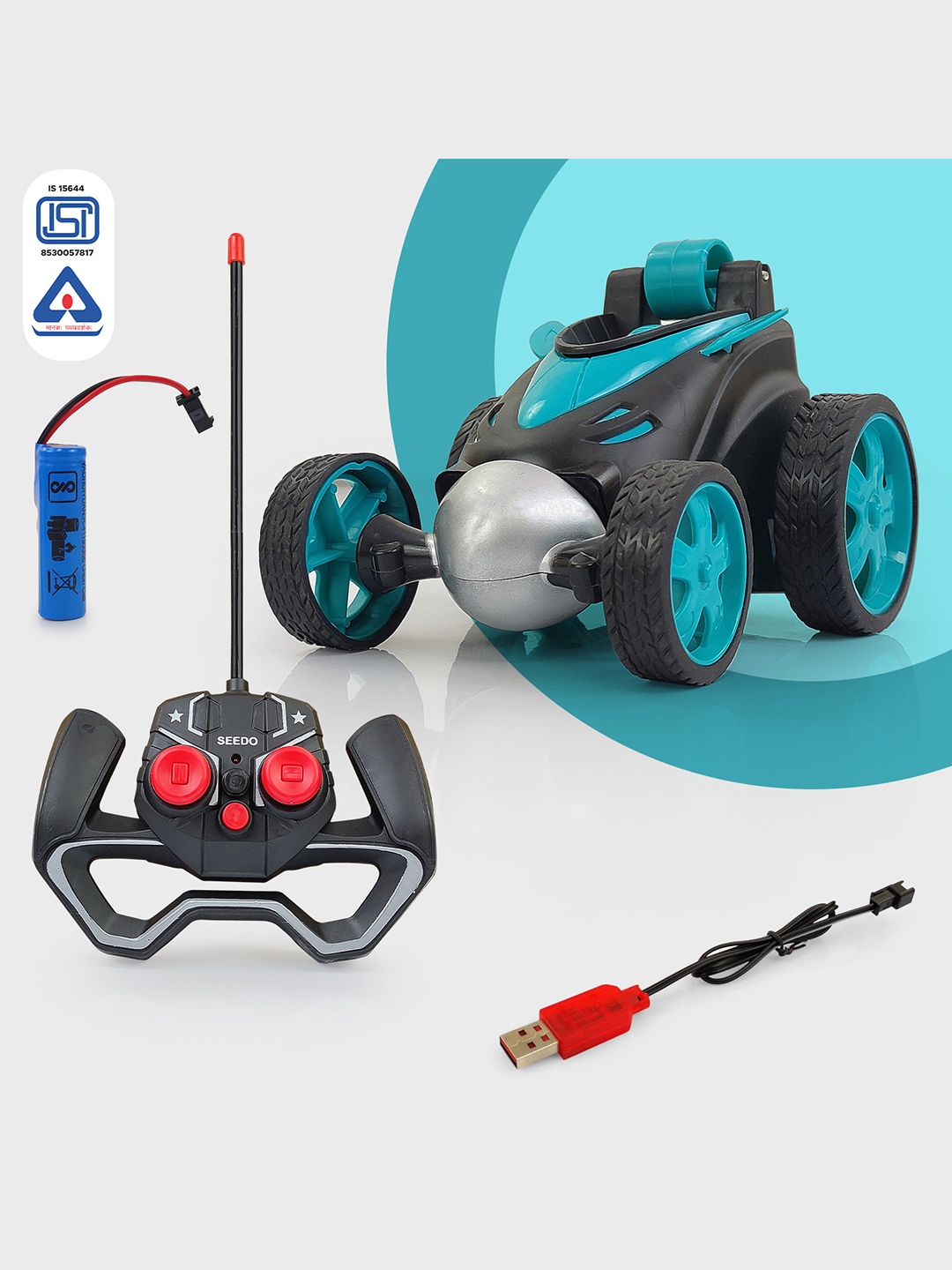 

NHR Kids Remote Control RC Stunt 360 Degree Rotating Electric Race Car, Blue