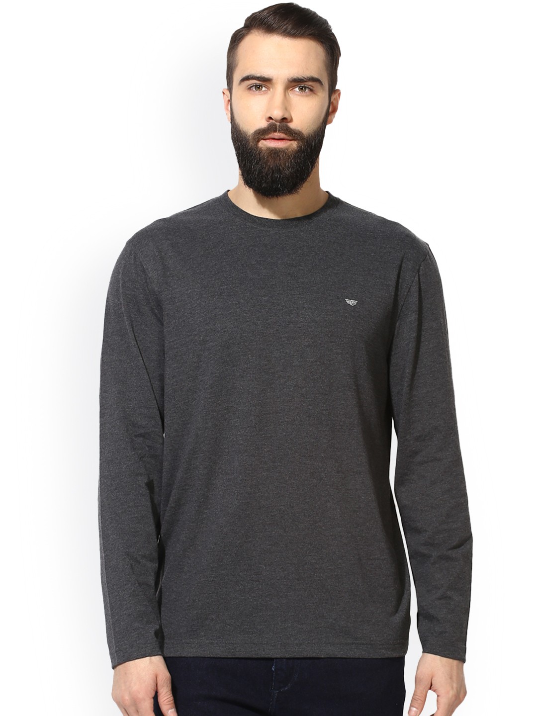 

Red Tape Men Charcoal Grey Solid Round Neck T-shirt