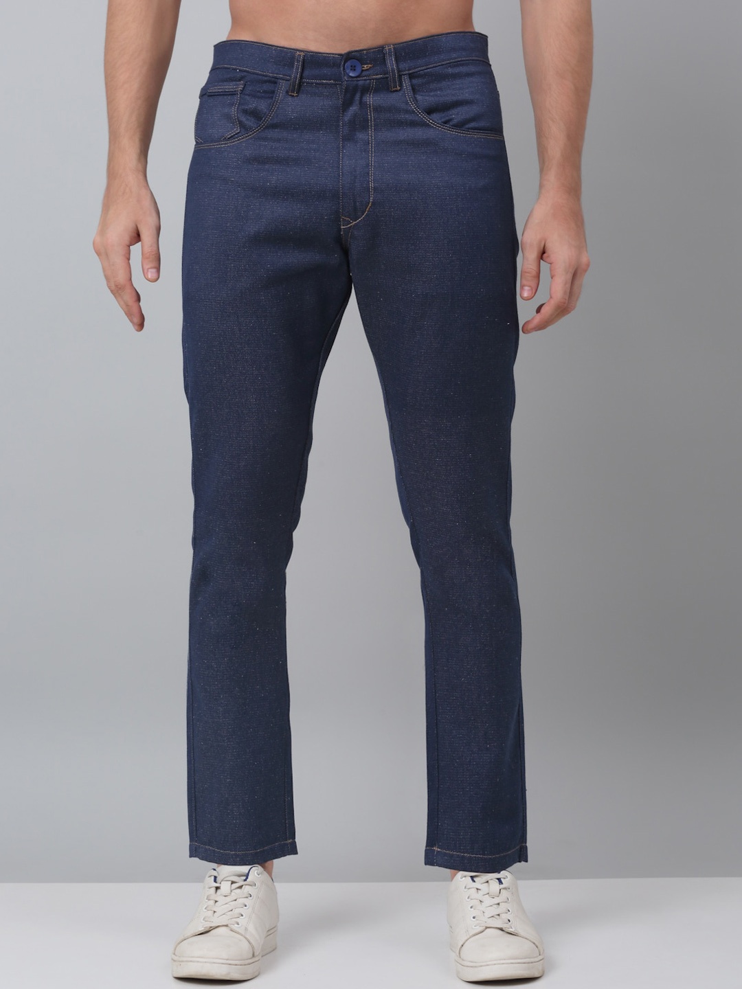 

JAINISH Men Relaxed Tapered Fit Easy Wash Trousers, Navy blue