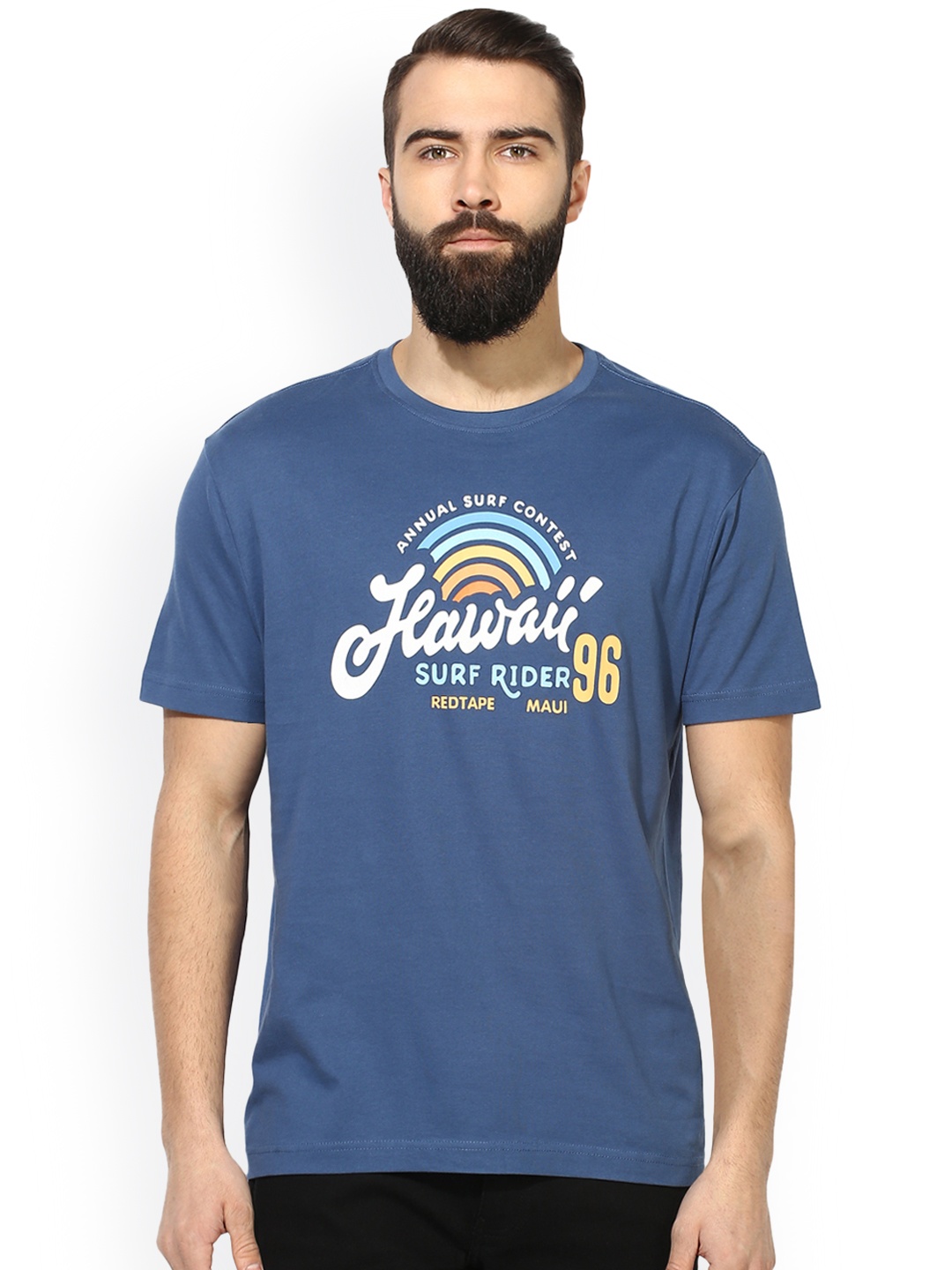 

Red Tape Men Blue Printed Round Neck T-shirt