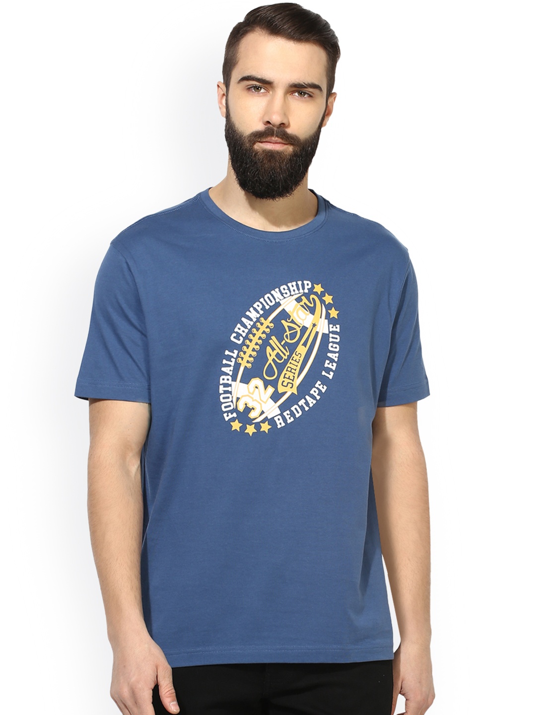 

Red Tape Men Blue Printed Round Neck T-shirt