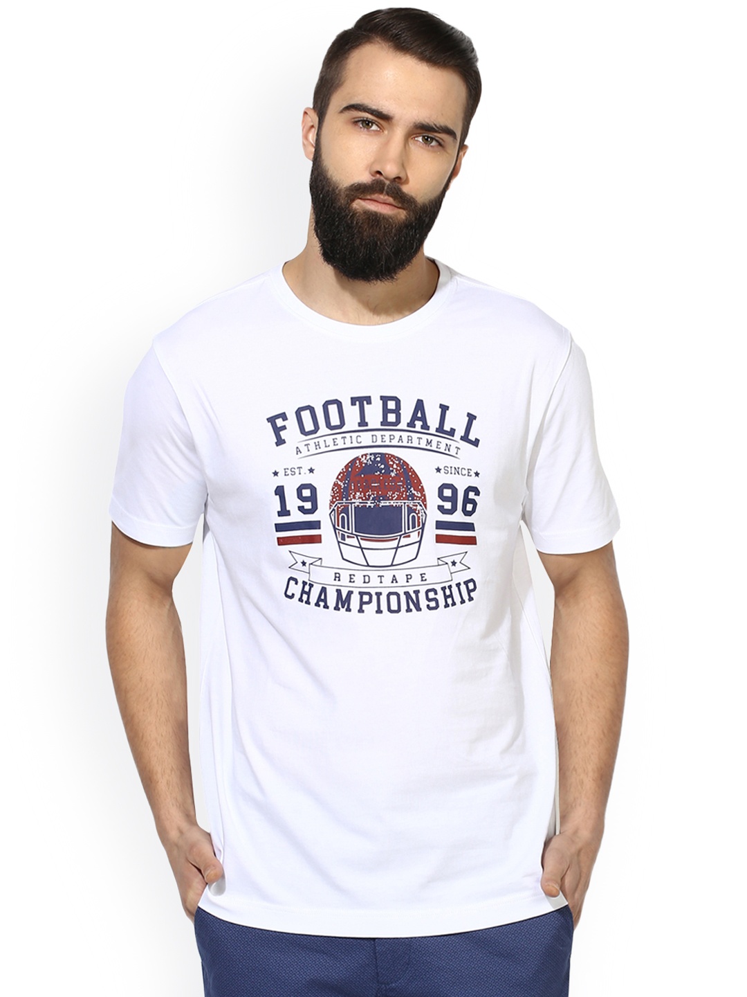 

Red Tape Men White Printed Round Neck T-shirt