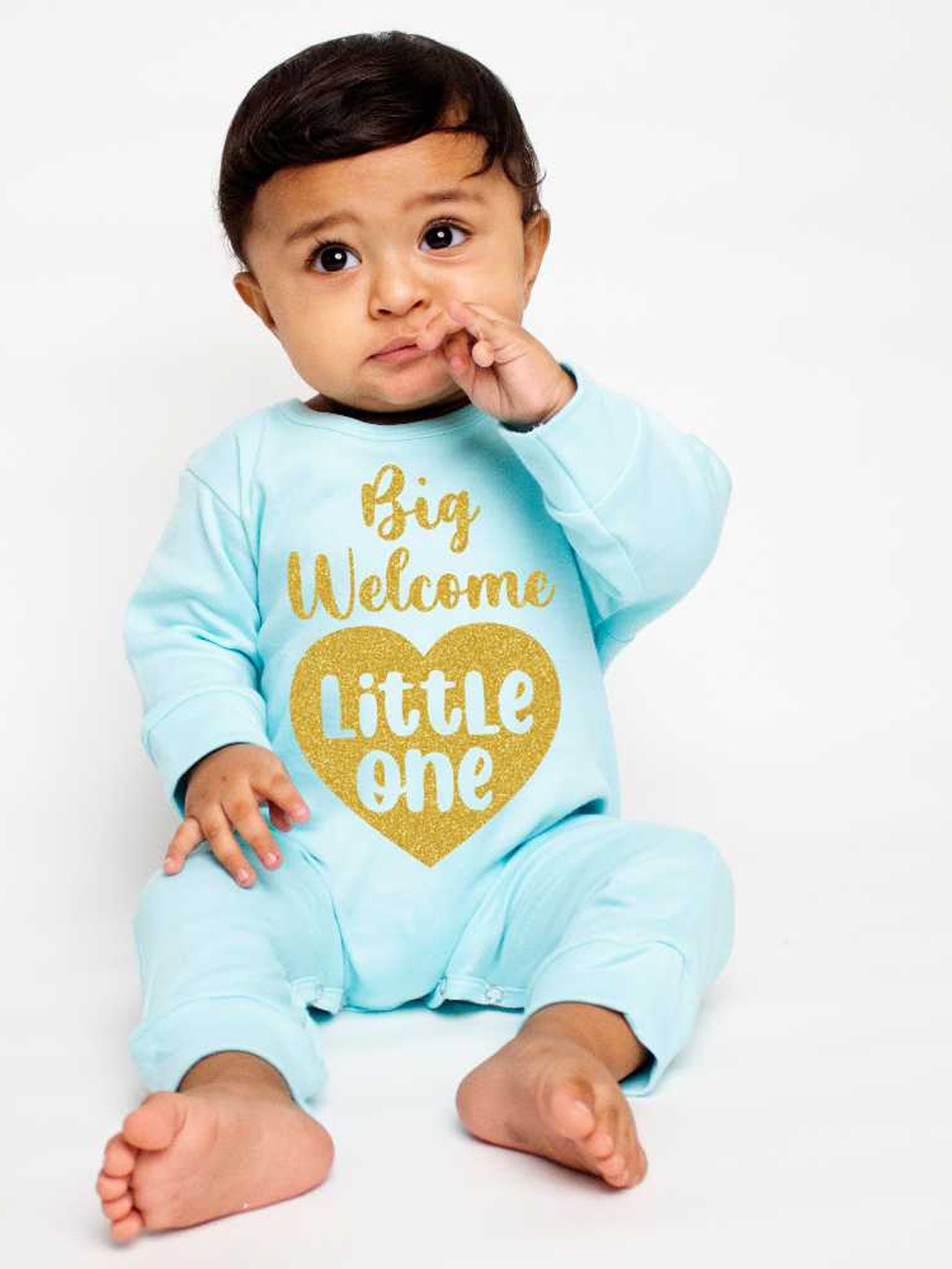 

KNITROOT Infants Typography Printed Cotton Romper, Blue