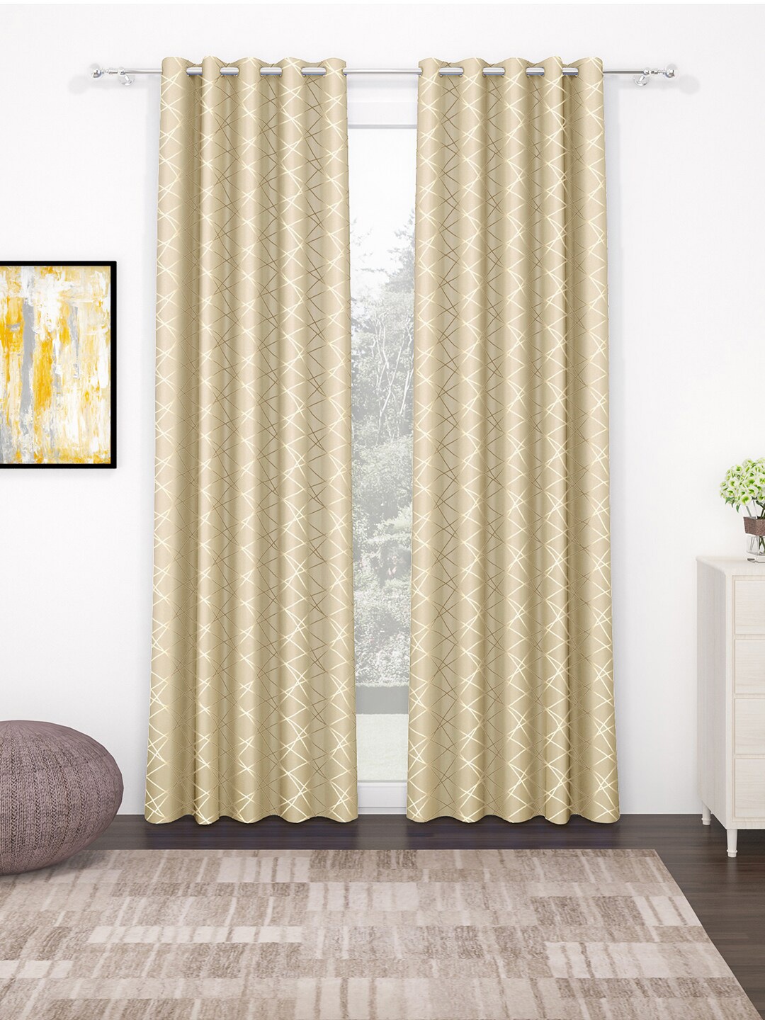 

Story@home 2 Pcs Beige & Off White Black Out Door Curtain