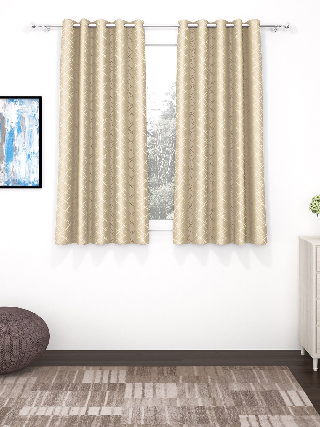 

Story@home Beige & White Black Out Window Curtain