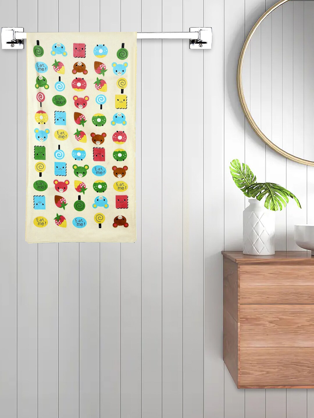

FABINALIV Kids Yellow Colored Printed 420 GSM Cotton Bath Towel