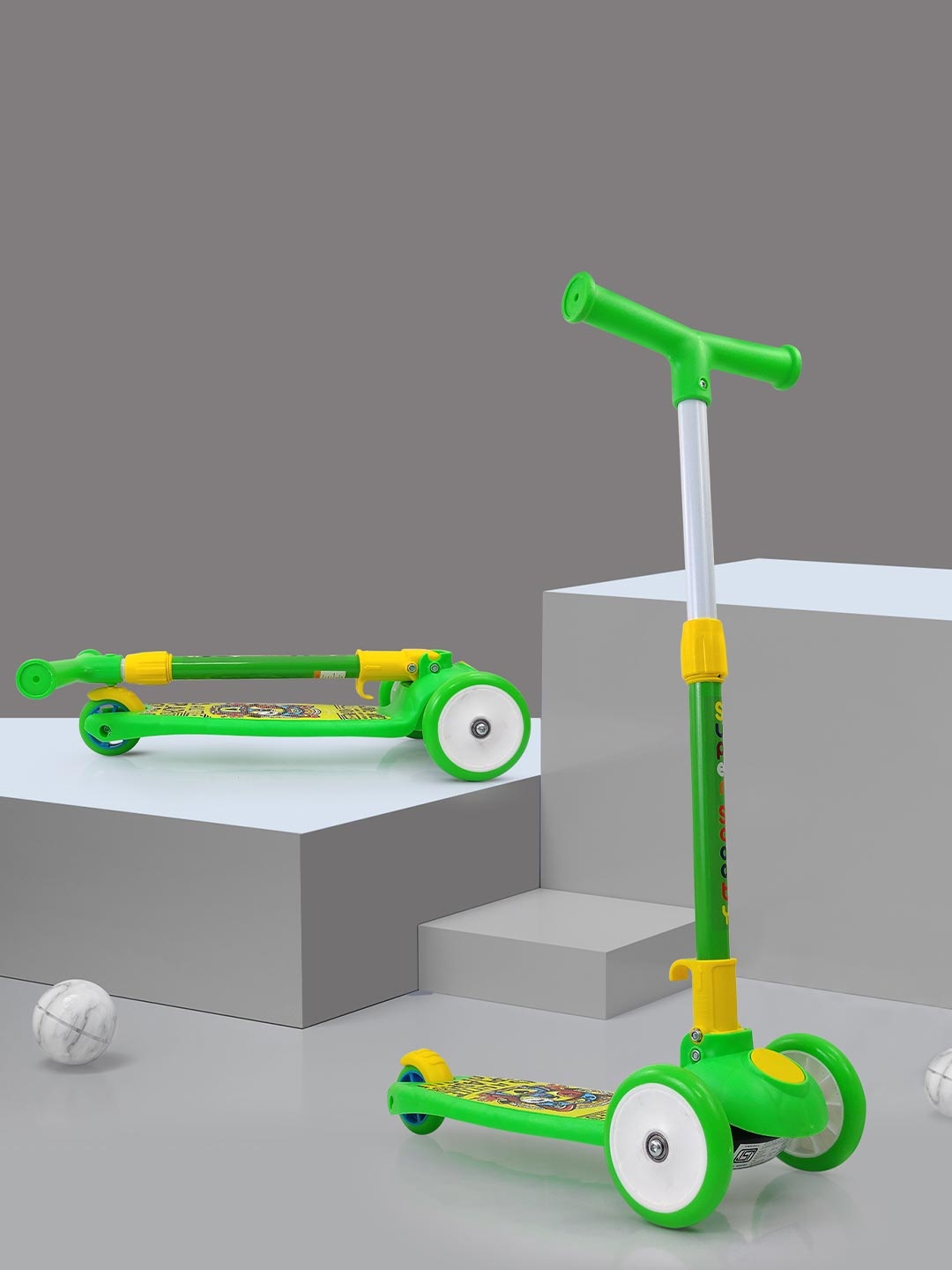 

NHR Kids Smart Kick Scooter 3 Adjustable Height Foldable & Front Wheel Light, Green