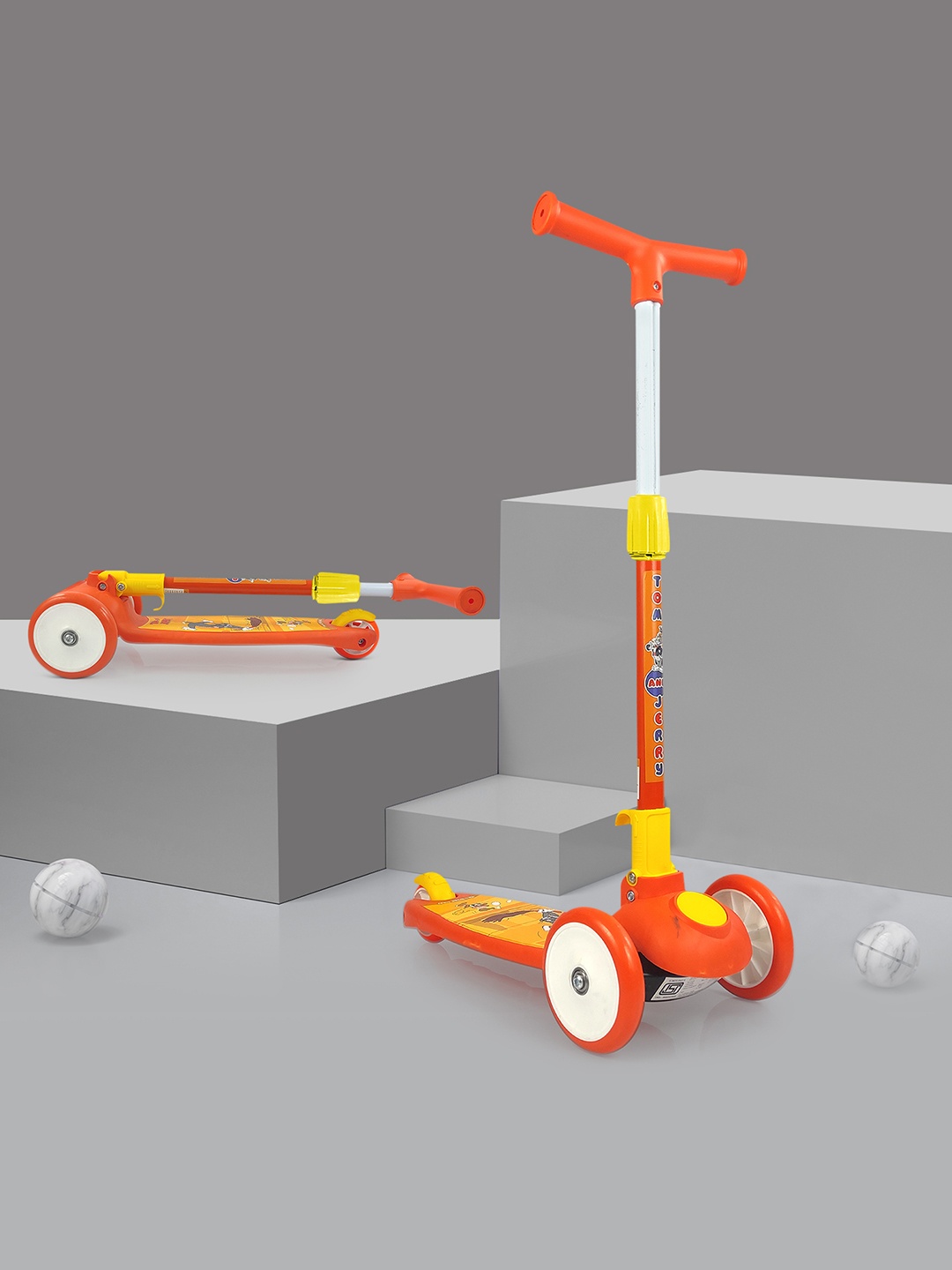 

NHR Kids Tom & Jerry Smart Kick Scooter With Adjustable Height & Foldable Scooter, Orange