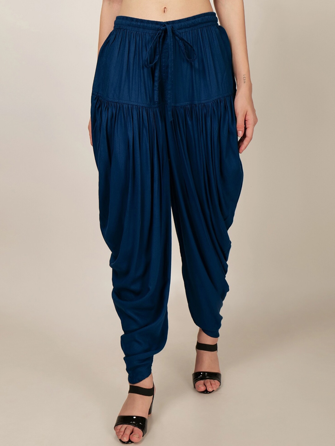 

PATRORNA Women Relaxed Fit Ankle-Length Dhoti Pants, Navy blue