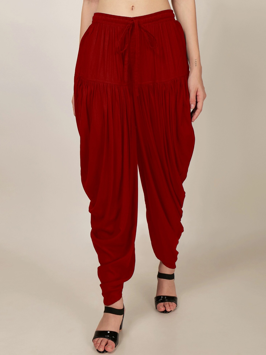 

PATRORNA Women Mid-Rise Relaxed-Fit Dhoti Pant, Maroon