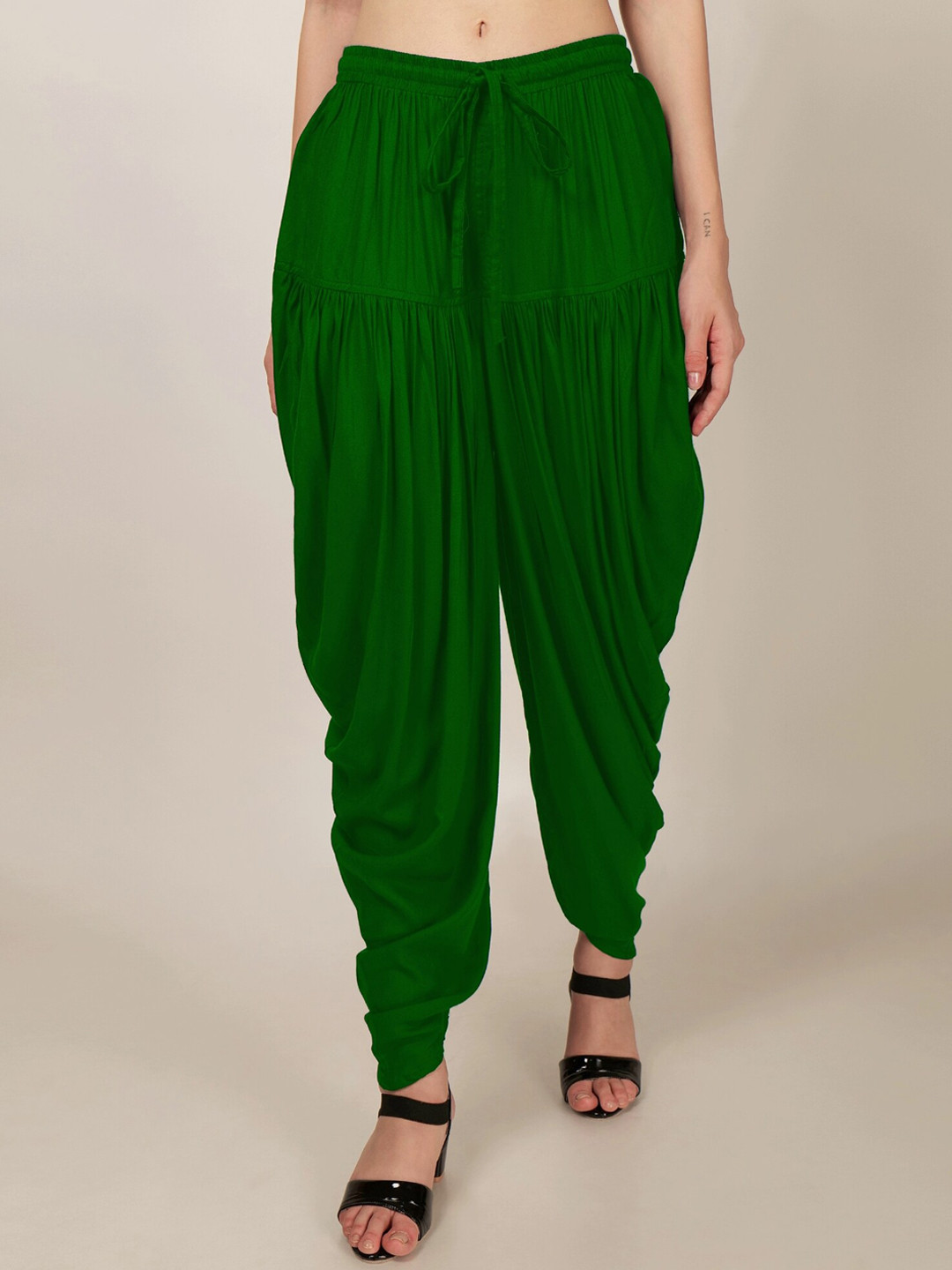 

PATRORNA Women Mid-Rise Relaxed-Fit Dhoti Pant, Green