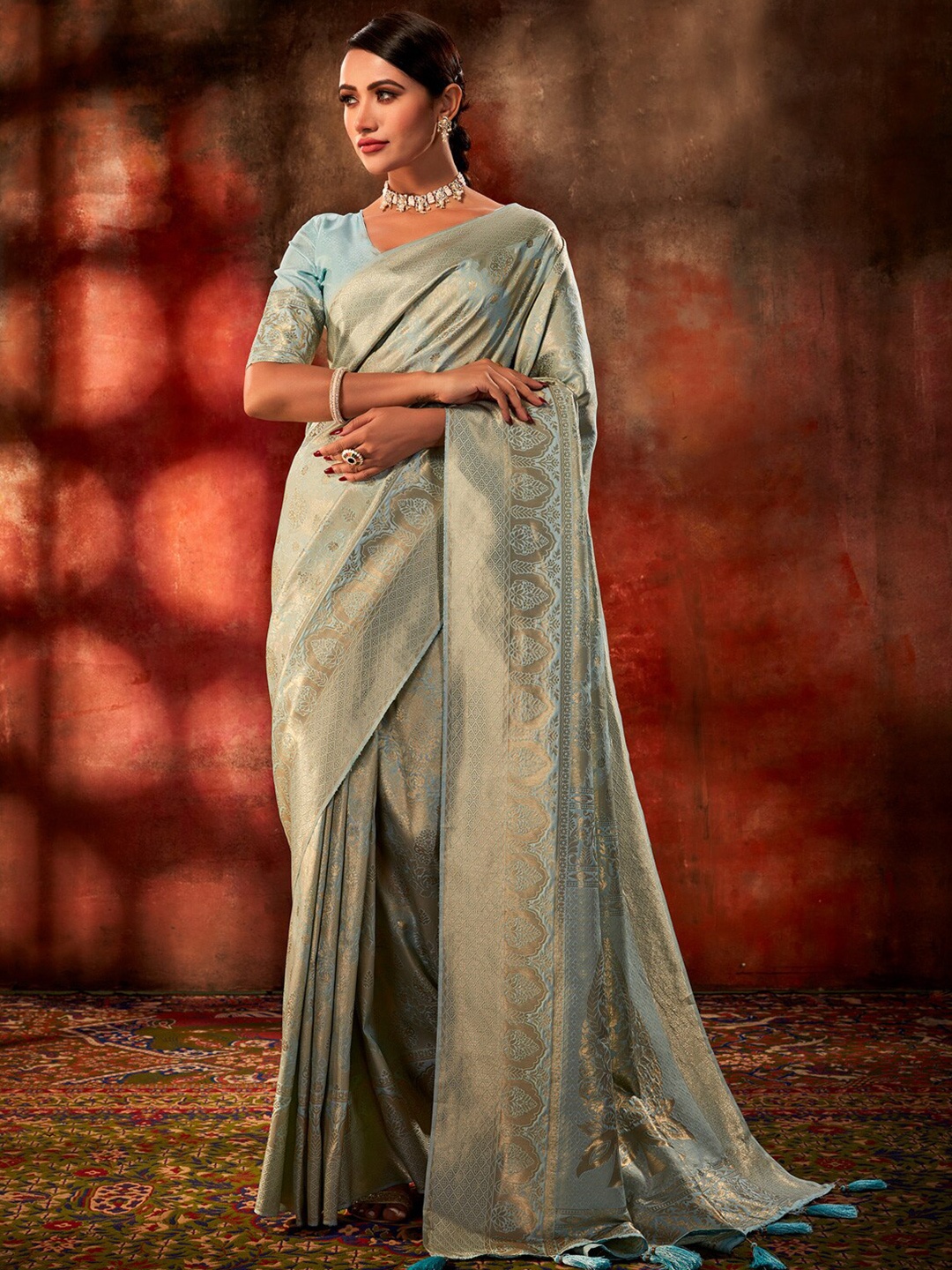 

KARAGIRI Woven Design Zari Kanjeevaram Saree, Blue