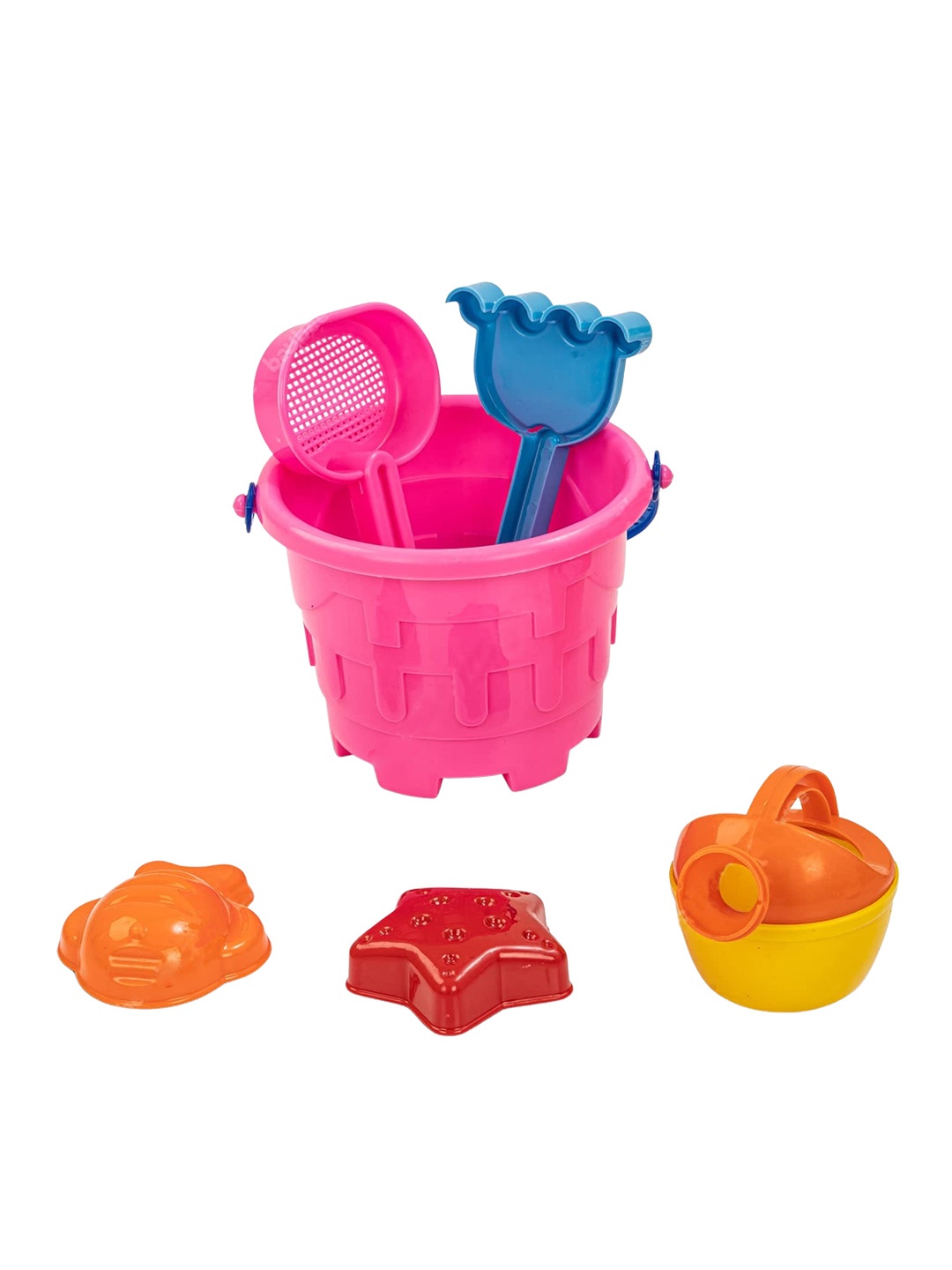 

BAYBEE Kids Set Of 6 Sand Castle Building Beach Toys Set, Pink