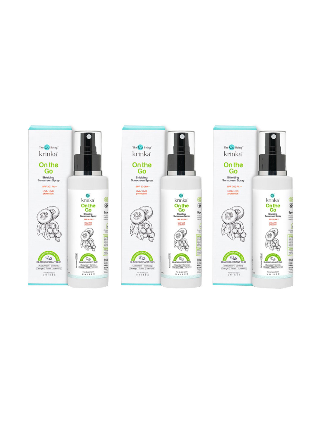 

The Co Being Set of 3 On The Go Shielding Sunscreen Sprays - 100ml, White