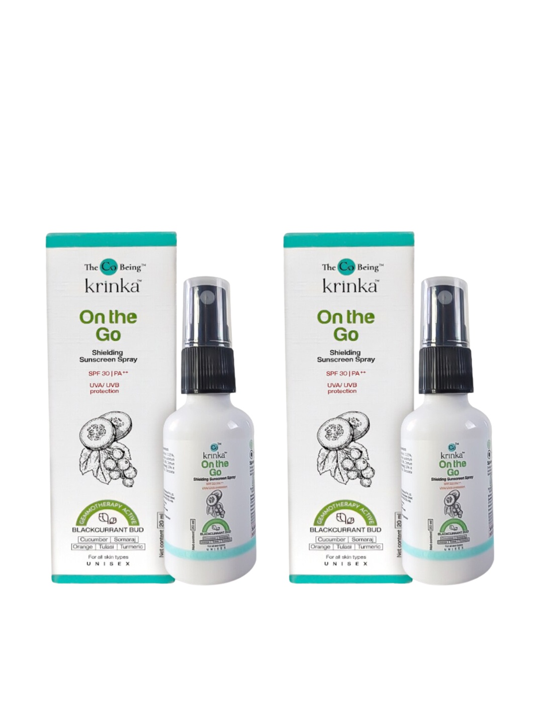 

The Co Being On The Go Set of 2 Mini Shielding Sunscreen spray SPF 30 PA++ - 20ml Each<, White