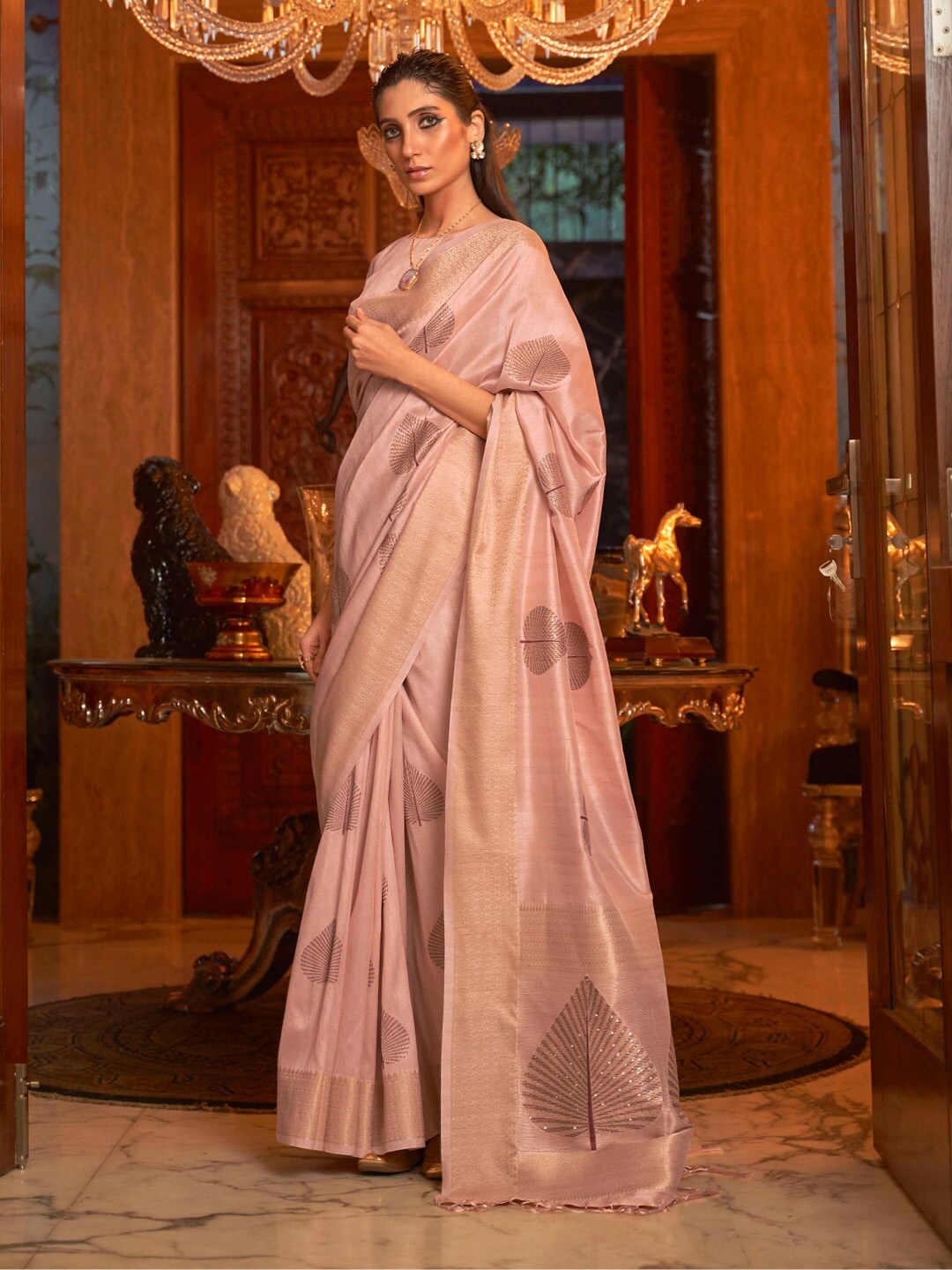 

KARAGIRI Ethnic Motifs Woven Design Zari Banarasi Saree, Pink
