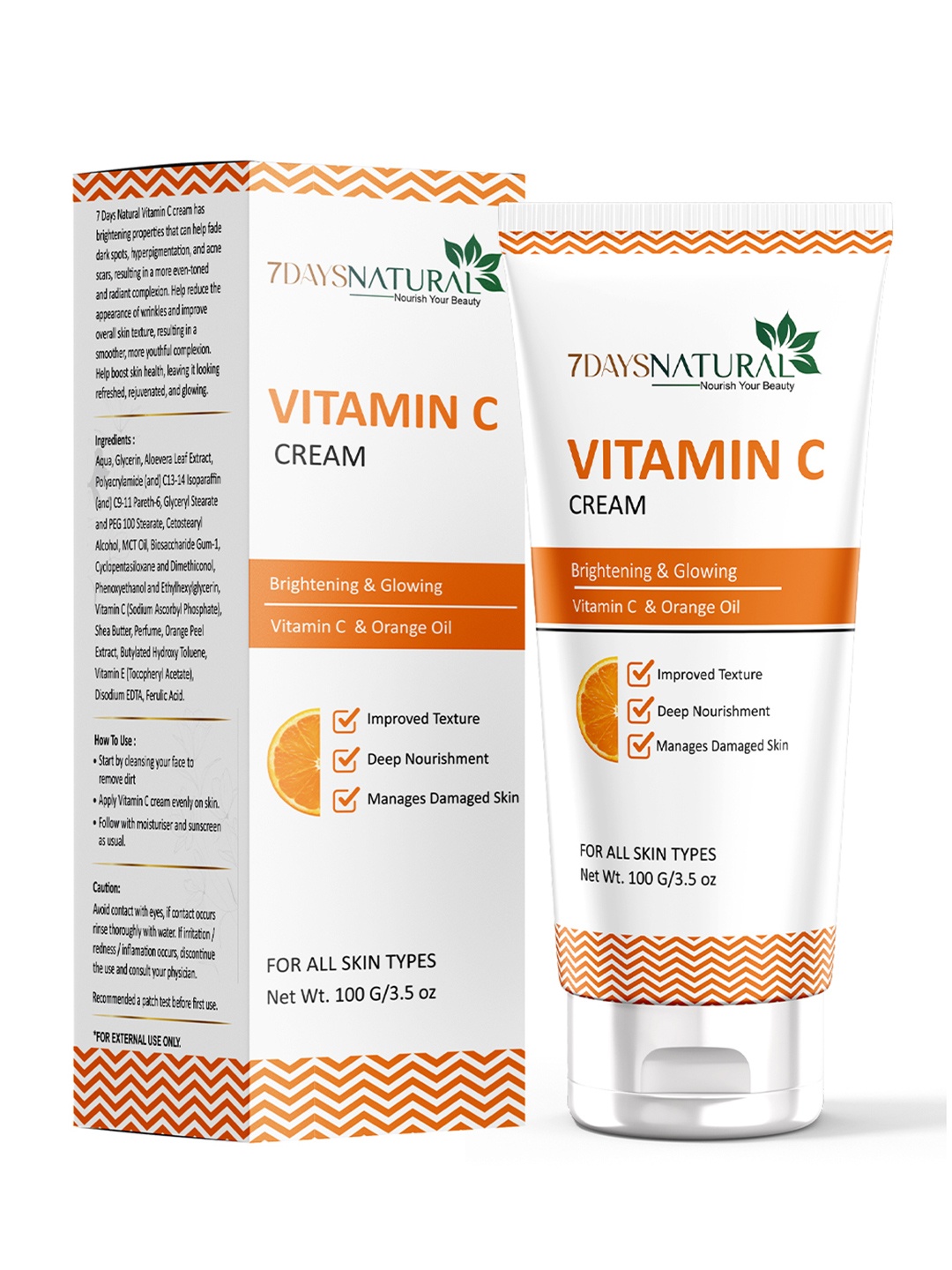

7 DAYS Vitamin-C Ultra Moisturising Face Cream to Make Skin Glow - 100g, White