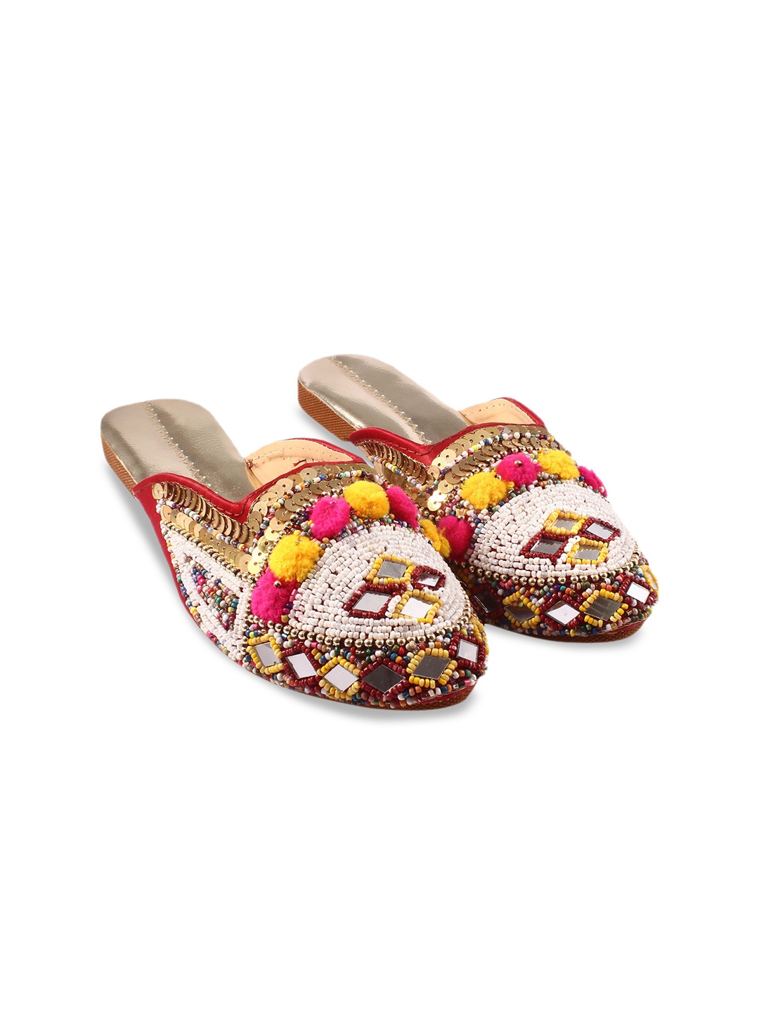 

Apratim Embellished Ethnic Mules, White