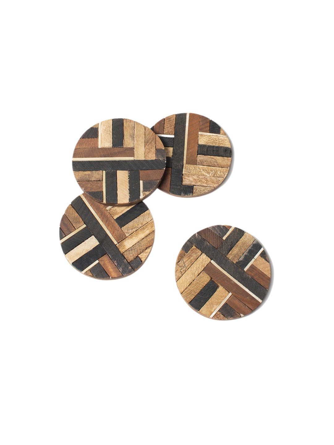 

CASA DECOR Tetris Brown 4 Pieces Wooden Coasters