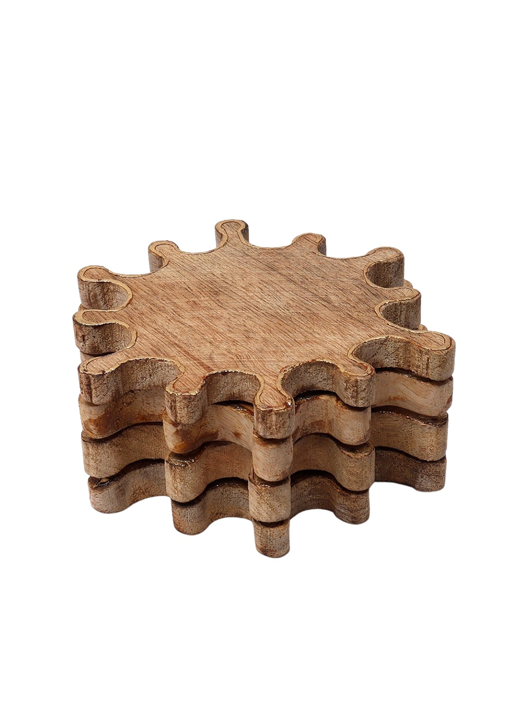 

CASA DECOR Rustic Country Brown 4 Pieces Wood Coasters
