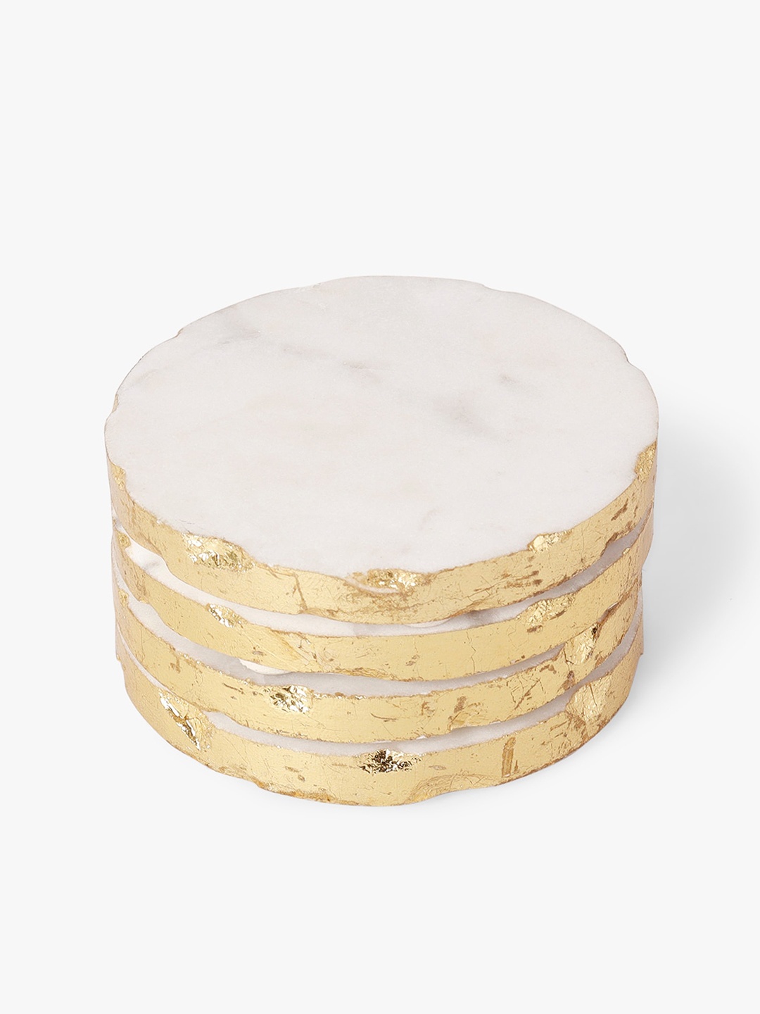 

CASA DECOR Timeless Grandeur White 4 Pieces Wooden Martini Coasters