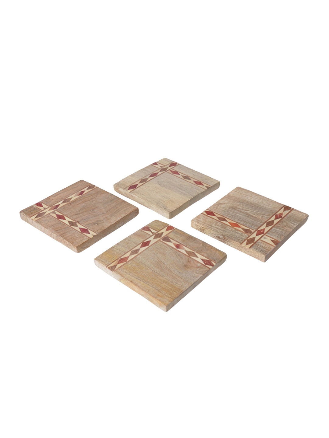 

CASA DECOR Rustic Country Brown 4-Pieces Printed Wooden Coasters