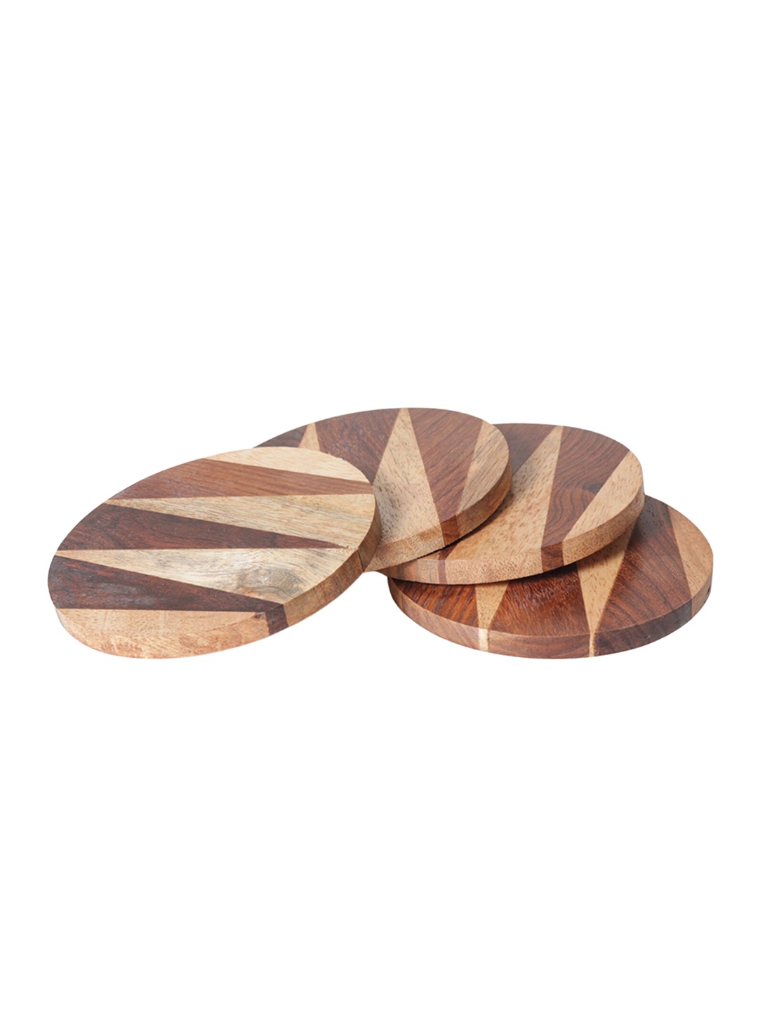 

CASA DECOR Rustic Country Brown 4 Pieces Wooden Coasters