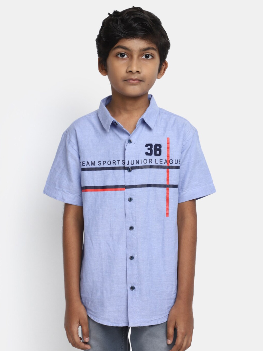 

V-Mart Boys Typography Printed Cotton Casual Shirt, Blue