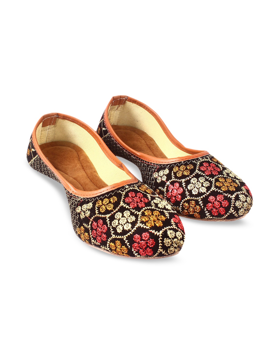 

Apratim Embroidered Ethnic Velvet Mojaris, Black