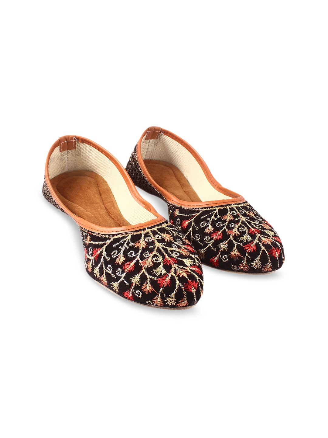 

Apratim Embroidered Ethnic Velvet Mojaris, Black